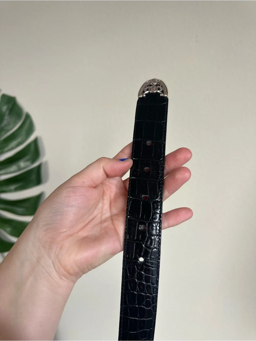 Brighton Reversible Black Croc and Red Leather Belt